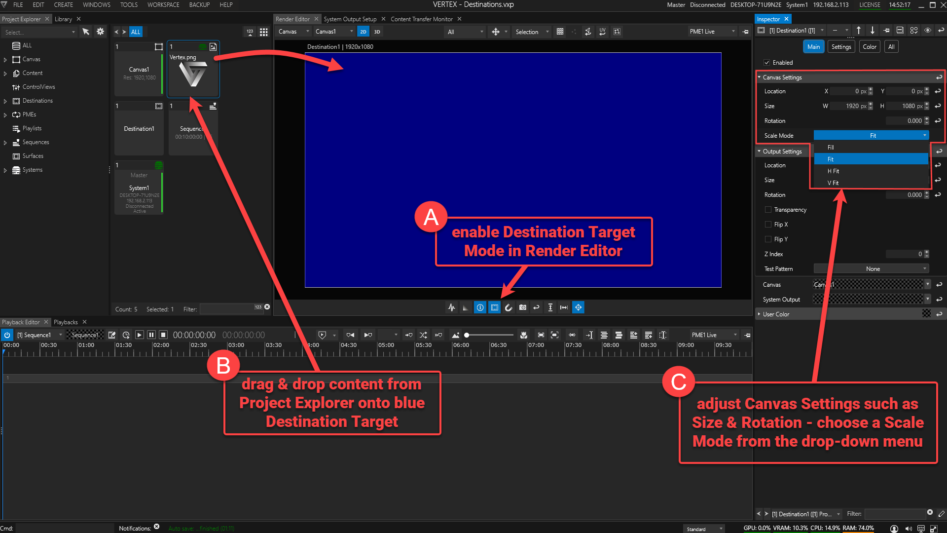 Adjustment Settings (C) are optional, als your content should fit right in with the default settings.